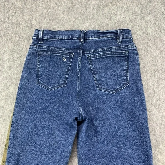 Brazil Roxx Women's Embroidered Floral Blue Mid Rise Flare Jeans Size 8 (27x30) - Picture 3 of 12